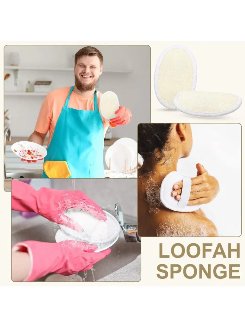 50 Exfoliating Loofah Pads - Natural Body Scrubber for Spa & Shower Use